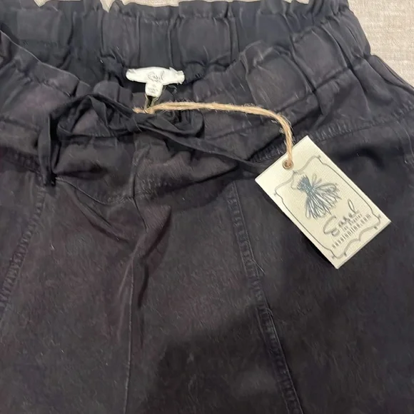 Easel Black Mineral Wash Tie Pants - Picture 4 of 9